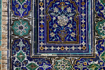 orientalische Ornamente und Mosaike in Samarkand, antike Nekropole - Usbekistan