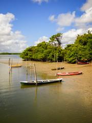 Boats on the shore of Paripe river, near Vila Velha - Ilha de Itamaraca, Brazil
