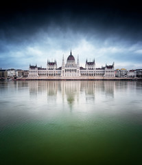 The Hungarian Parliament with river Danube in the morning