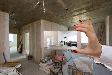 Renovation before and after - renovating empty apartment room ,