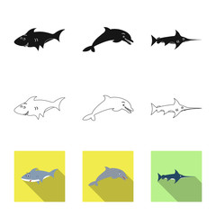 Vector illustration of sea and animal icon. Set of sea and marine stock vector illustration.