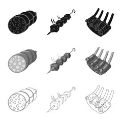 Vector illustration of meat and ham icon. Set of meat and cooking vector icon for stock.