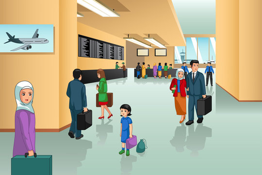 Inside Airport Scene Illustration