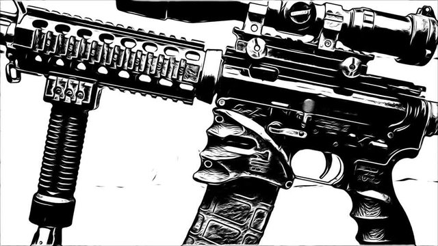 Black and white animation of AR-15 Riffle.
