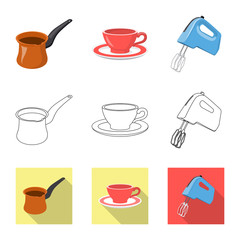 Vector design of kitchen and cook icon. Set of kitchen and appliance stock vector illustration.