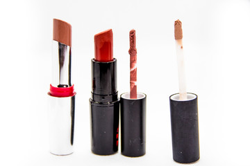 Obraz premium different lip lipstick for professional makeup on white background