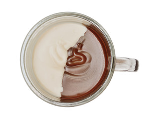 chocolate paste spread white and dark on a white background