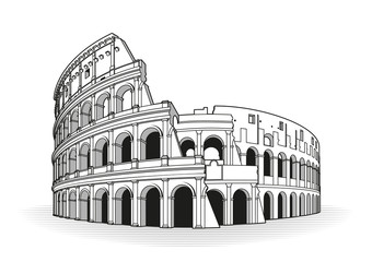 Rome coliseum hand drawn outline doodle icon - obrazy, fototapety, plakaty