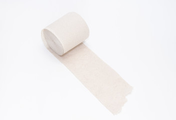 Toilet paper on a white background. Side view