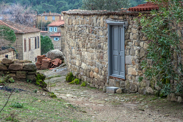 Famous stone houses in Adatepe village, Kucukkuyu, Canakkale