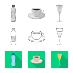 Vector design of drink and bar symbol. Set of drink and party vector icon for stock.