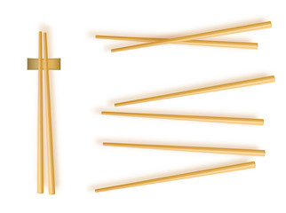 Chopsticks. Set Accessories for Sushi Isolated on White Background. Vector Illustration
