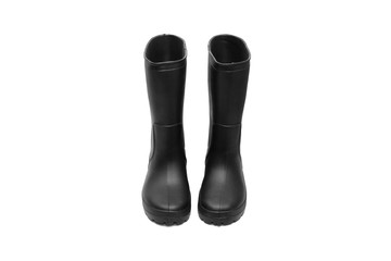 Rubber black boots for fishing.