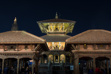 Night light Krishna temple at Kathmandu,Lalitpur Nepal