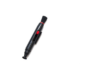 Lens pencil isolated on white background. View from above