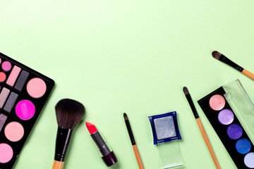 Obraz na płótnie Canvas Set of cosmetics on color background.