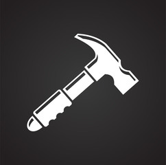Tool hammer icon on black background for graphic and web design, Modern simple vector sign. Internet concept. Trendy symbol for website design web button or mobile app