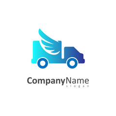 Wing Truck Delivery Logo