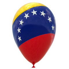 Balloon with the national flag of Venezuela isolated on white. 3D visualization illustration.