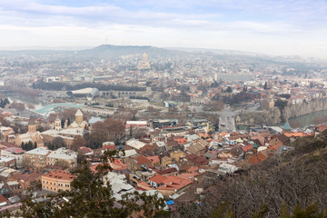 Fototapeta na wymiar Panoramic view of the city Tbilisi. Georgia