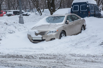 cars in the Parking lot in the winter