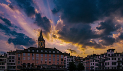 Sonnenuntergang in Zürich