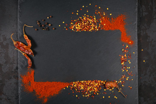 Homemade pepper spices ingredients for cooking.