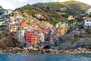 Fototapeta na wymiar Riomaggiore Cinque Terre Italy Coastline