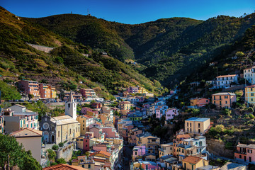 Village and Hills of Riomaggiore Cinque Terre Italy