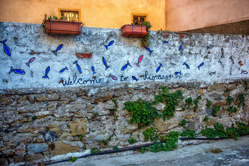 Riomaggiore Cinque Terre Italy Welcome Sign