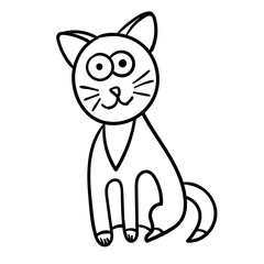 Cartoon  doodle cat isolated on white background. Vector illustration.  