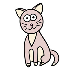Cartoon  doodle cat isolated on white background. Vector illustration.  