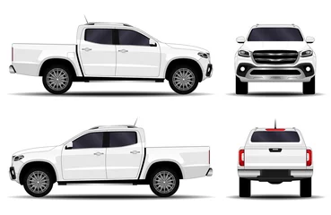 Deurstickers realistic car. truck, pickup. front view  side view  back view. © kupchynskyi12
