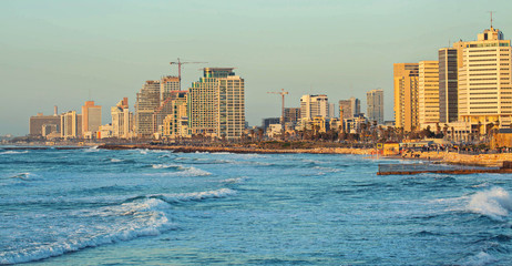 Obraz premium Tel Aviv city sea background.