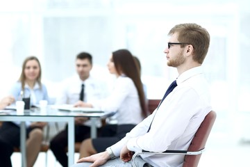 Fototapeta premium successful businessman sitting in his office.business concept