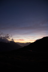 Sonnenuntergang in Neuseeland in den Bergen