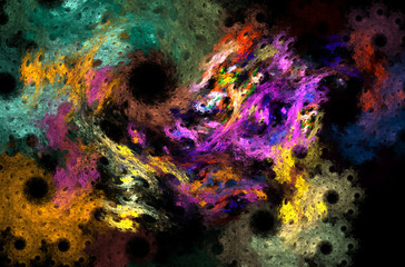 Fototapeta na wymiar Yellow blue purple blue fractal abstract.