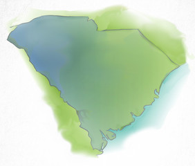 South Carolina USA watercolor Map