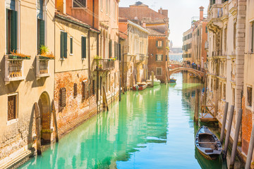 Naklejka na ściany i meble Venice street with canal