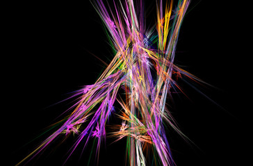 Yellow blue pink fractal background. Fantasy fractal texture. Digital art. 3D rendering. Computer generated image.