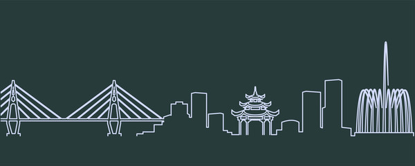 Fototapeta premium Shantou Single Line Skyline