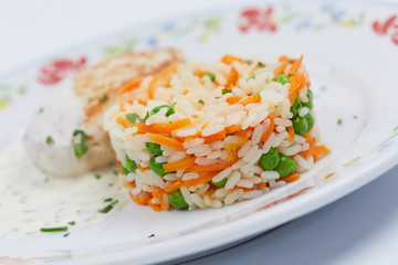 rice with chicken cutlet