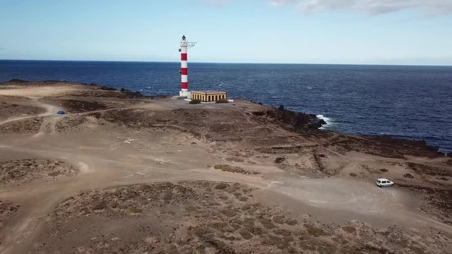 View from the height of the lighthouse Faro de Rasca on Tenerife, Canary Islands, Spain. Wild Coast of the Atlantic Ocean