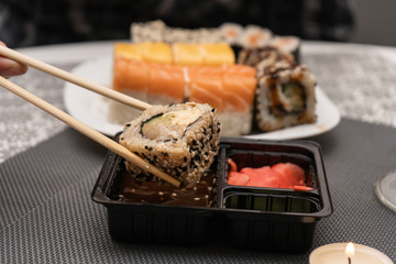 Close-up. Ginger and Wasabi for Sushi Sesame