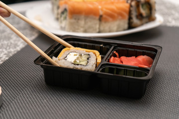 Trying ginger and wasabi for sushi with cream cheese