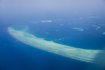 Fototapeta na wymiar Aerial view of the islands in the Maldives