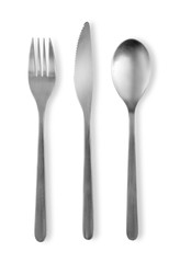 Set of fork, knife and spoons isolated