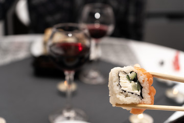 Sushi and wine