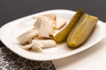 Lard and pickles on the table