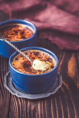 Creme brulee in the pots